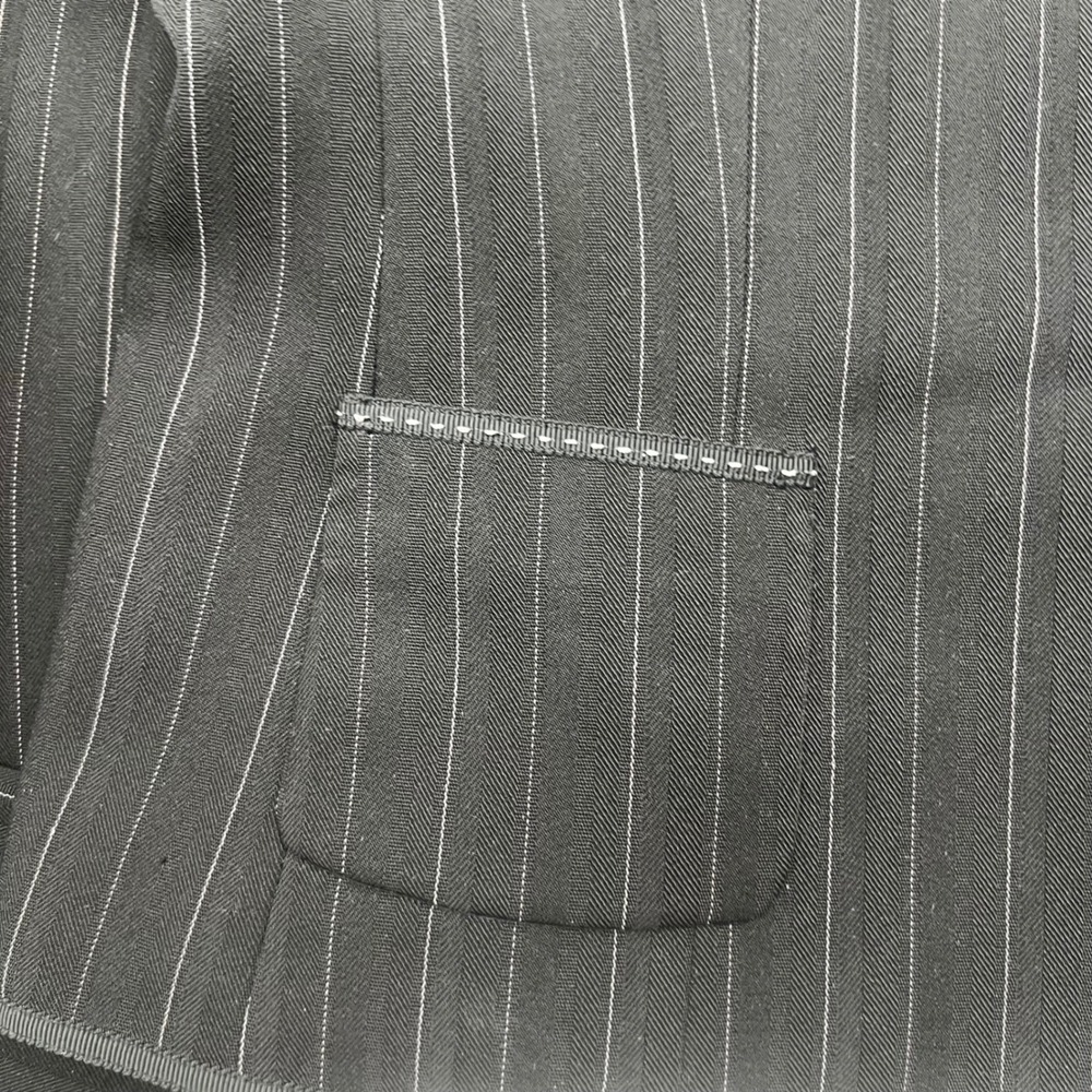 Tahari Arthur S Levine Mens Black Pinstripe Herringbone Pant Suit Blazer Size 8 - Picture 9 of 16